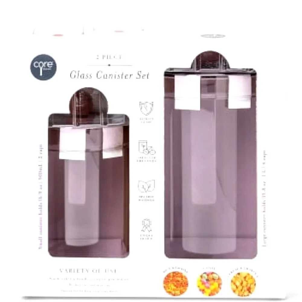 Core‎ Kitchen 2-PC Glass Canister Set- Pink